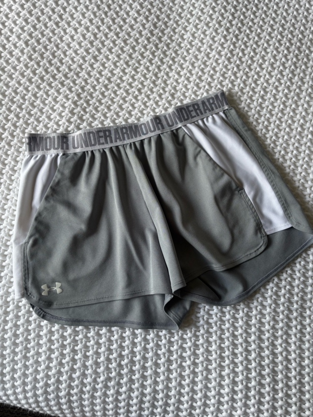 Under Armour Gray Athletic Shorts with White Side Panels